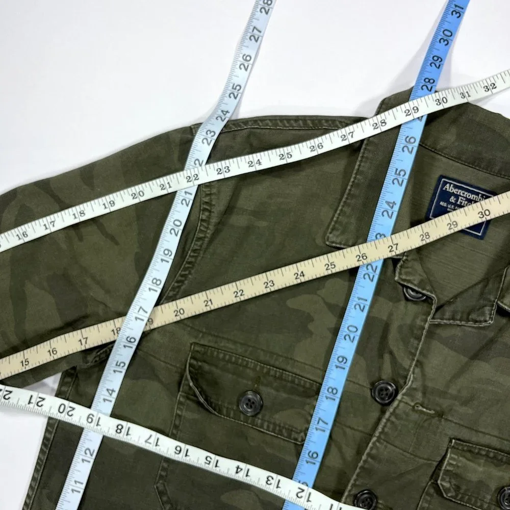 A&F Men's XS Military Shirt Jacket Army Green Camo Button Down Cotton Shacket - Picture 16 of 16